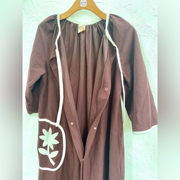 Vintage Groovy Bathrobe / 60’s/70’s Flower Power Robe Housedress Brown - Picture 10 of 10
